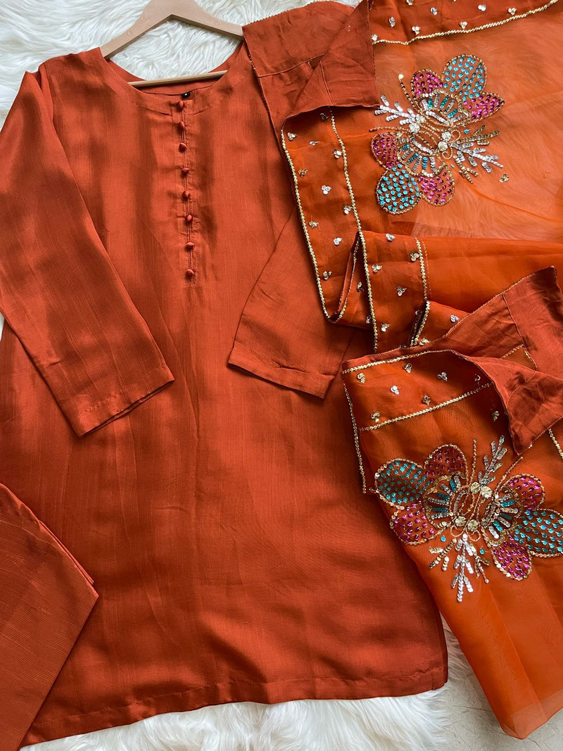 Farshi shalwar suit-Rust