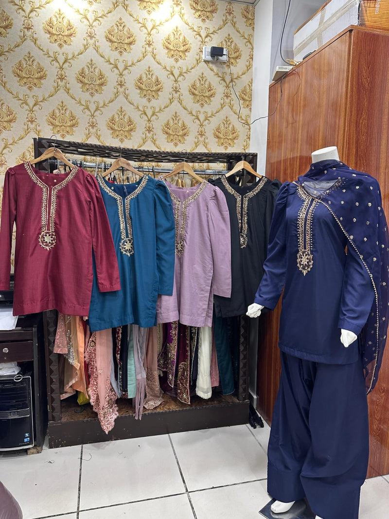 Farshi shalwar suit - dark blue  - 01