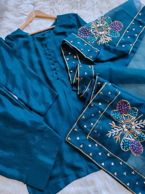Farshi shalwar suit-Teal