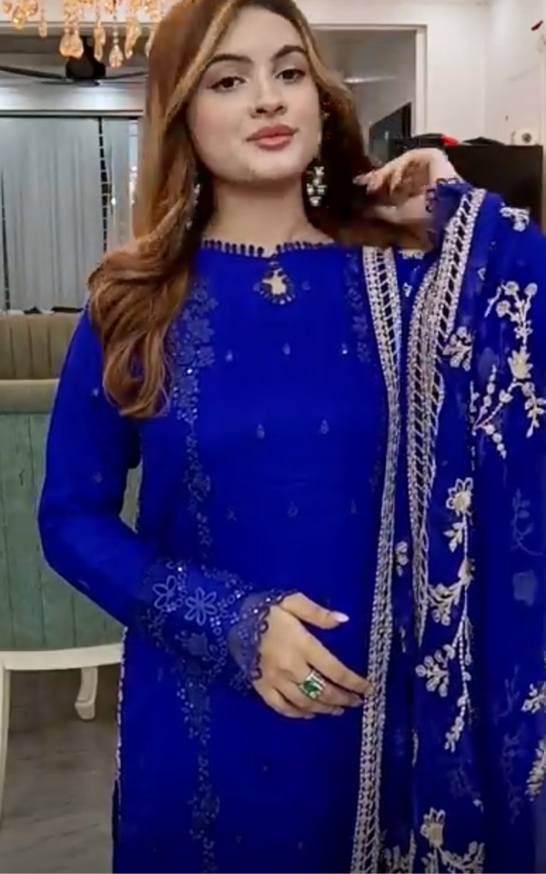 AN-Chiffon 3pc- Royal blue