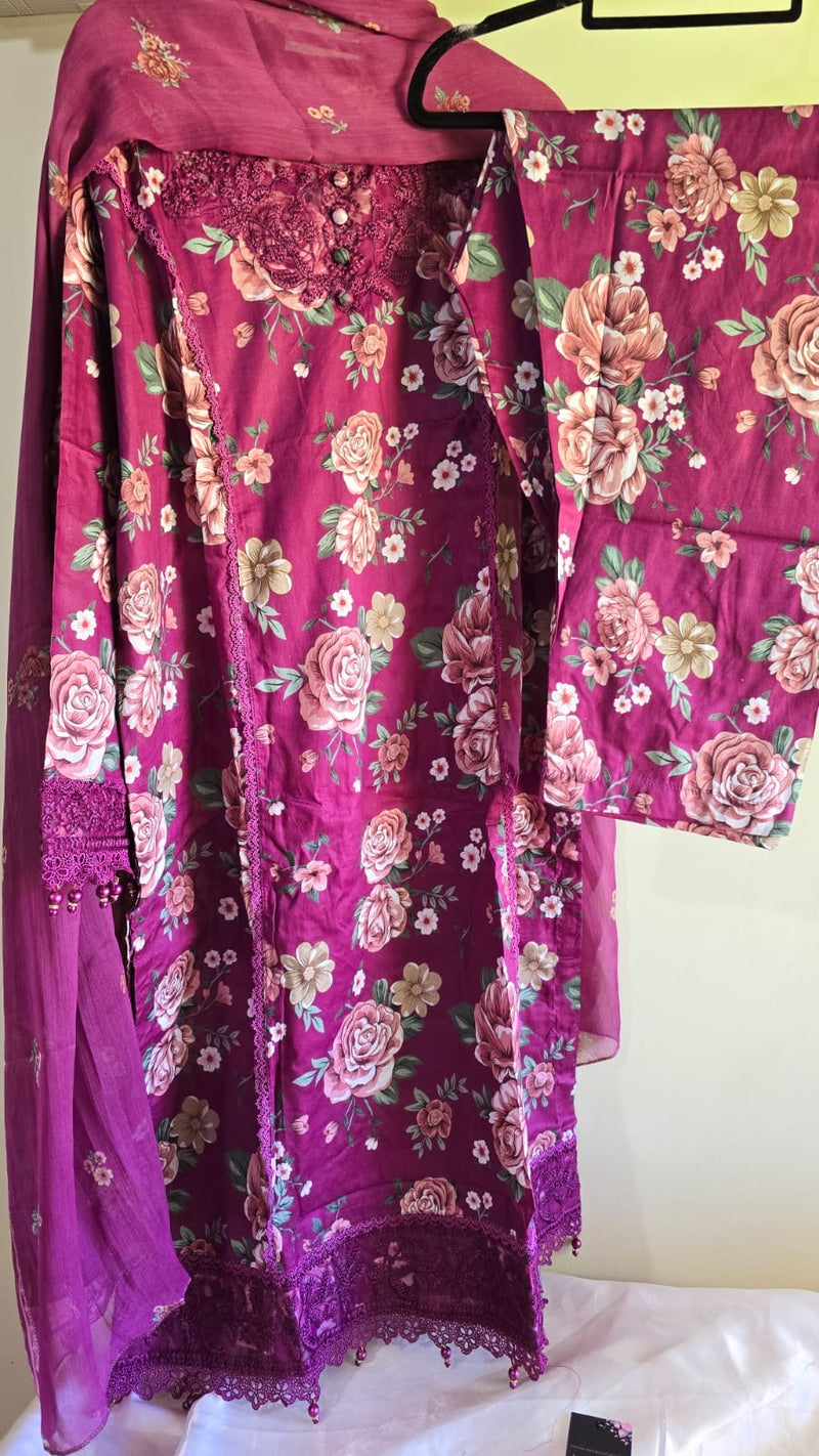 FC - Lawn with chiffon dupatta - 3 piece