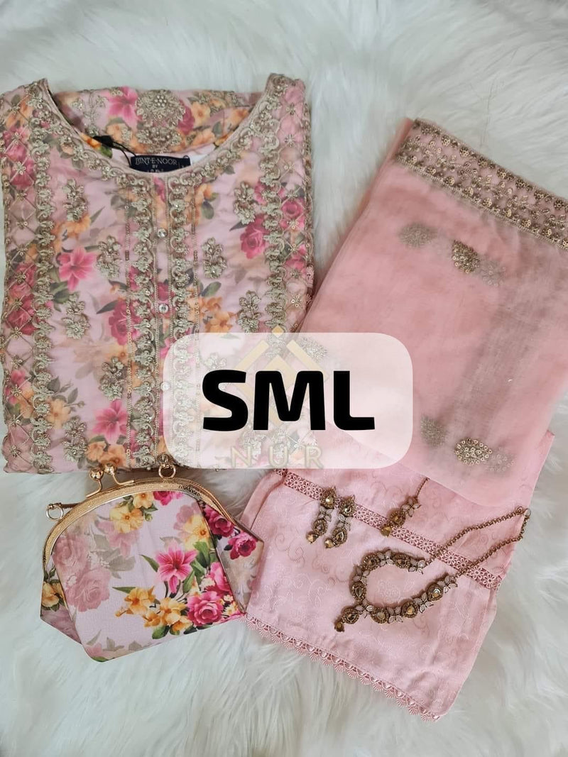 Noor organza floral -   pink