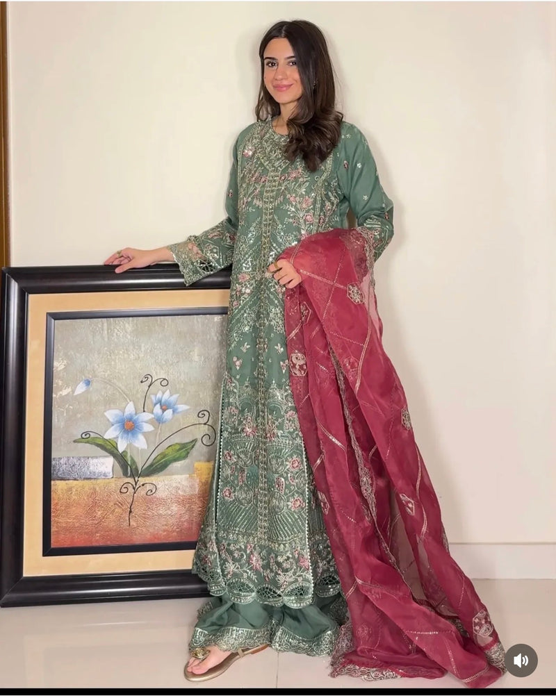 Luxury pakistani party wear formal-organza 3pc