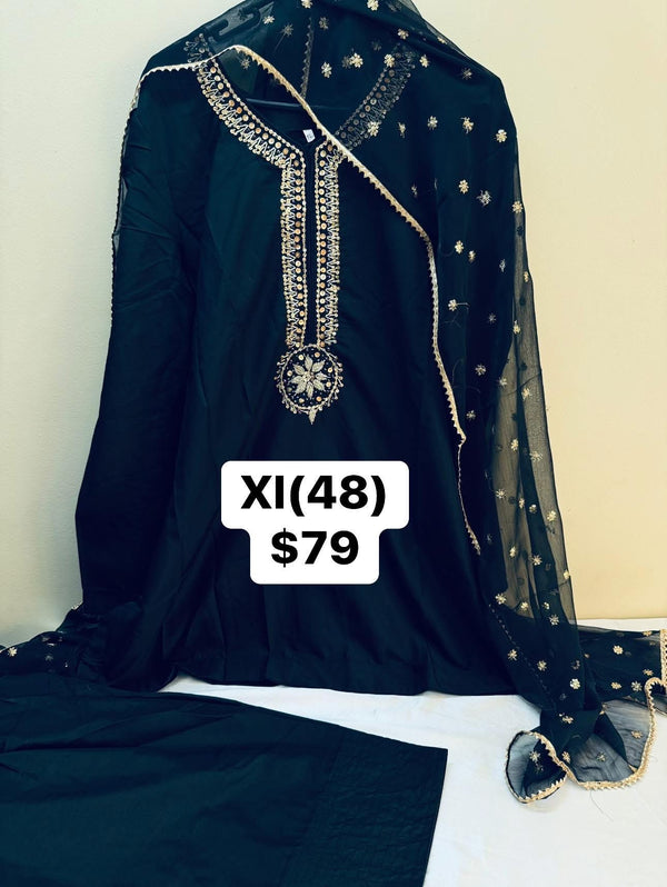 Farshi shalwar suit - black  - 01