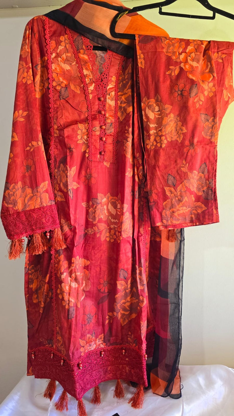 FC - Lawn with chiffon dupatta - 3 piece