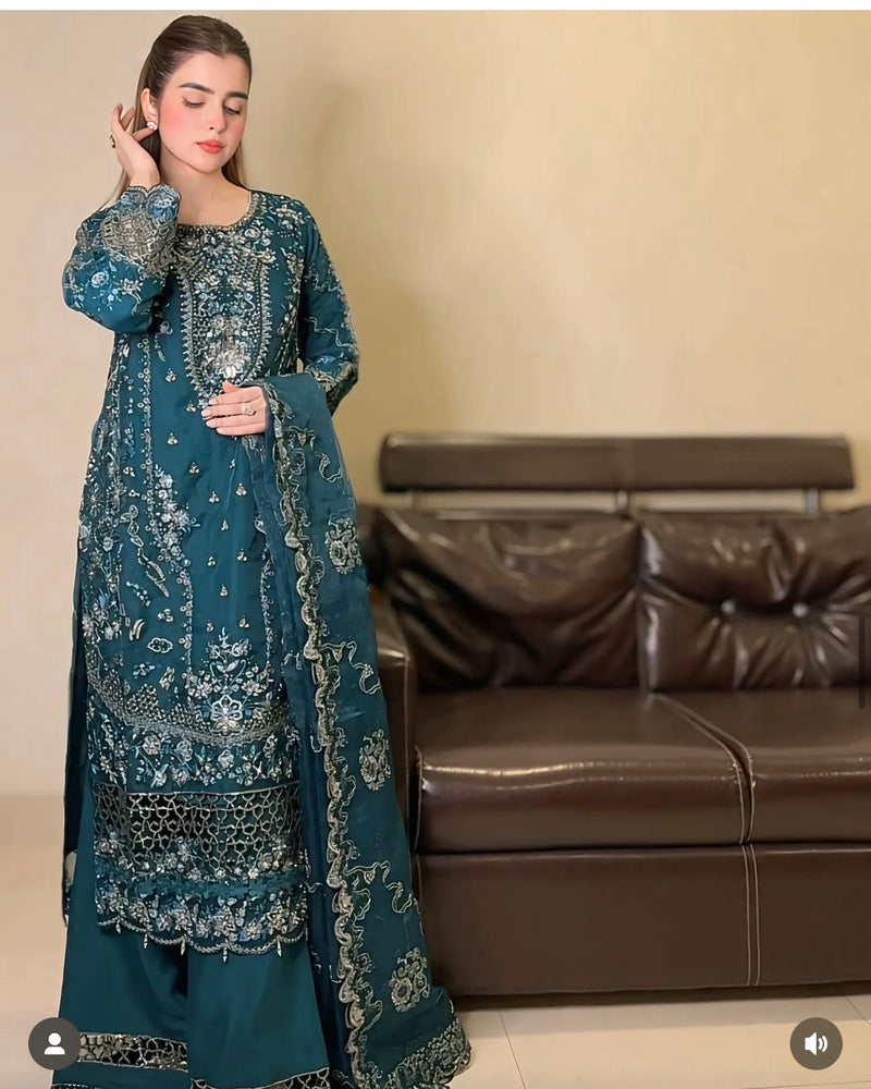 Luxury pakistani party wear formal-organza 3pc