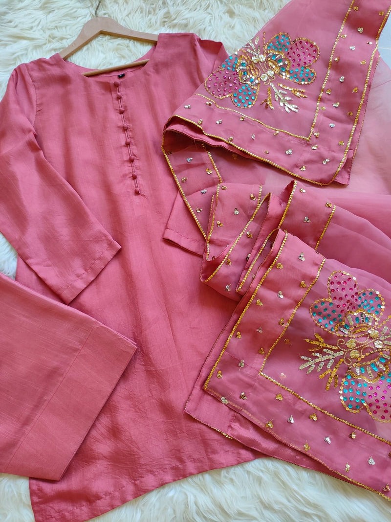 Farshi shalwar suit - Dull pink - 01