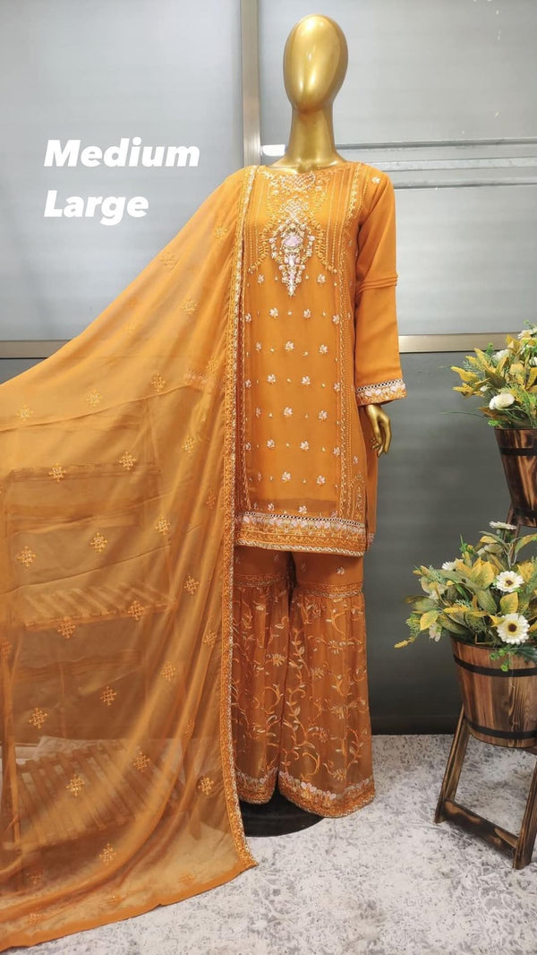 Chiffon gharara sharara - Orange