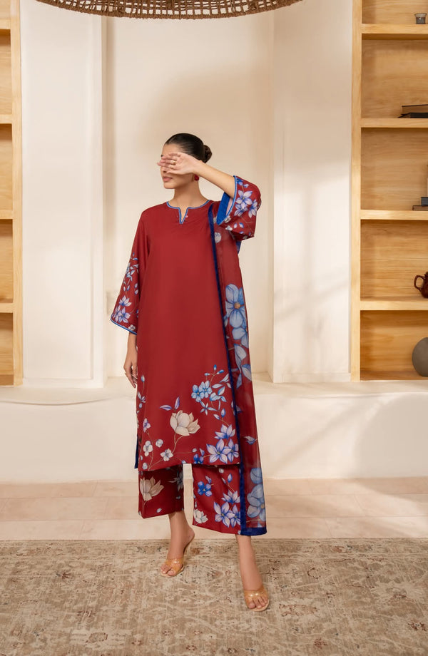 Gul E Jana - Casual Lite - Crimson Bloom