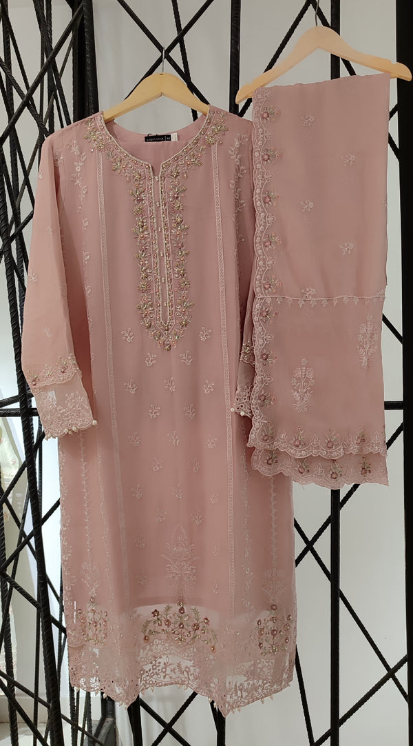 Sadabahar - formal stitched - Pure chiffon - pink