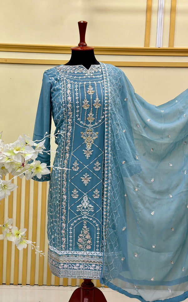 AN-Chiffon 3pc- Sea blue