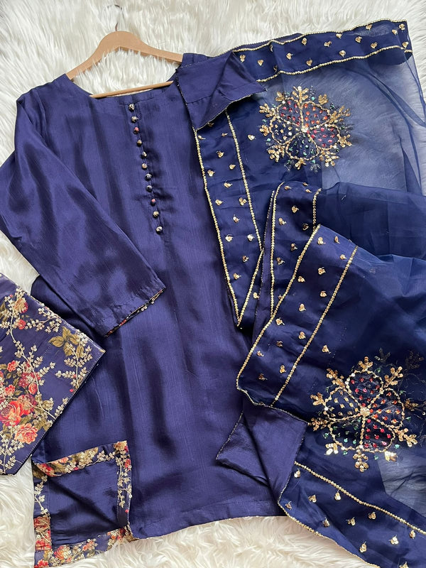 Embroidered Farshi Shalwar - Blue