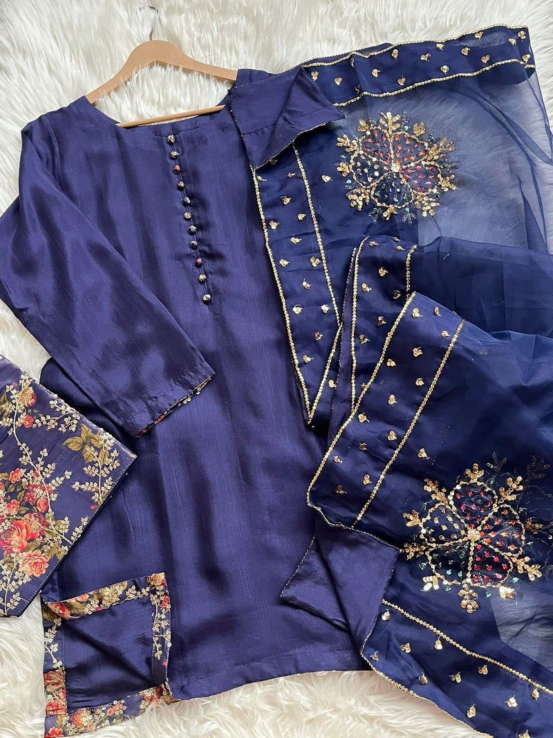 Embroidered Farshi Shalwar - Blue