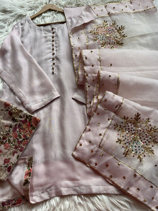 Embroidered Farshi Shalwar - Light Pink