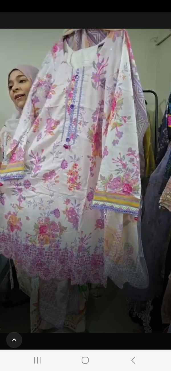 Phoolkari - embroidered lawn suit