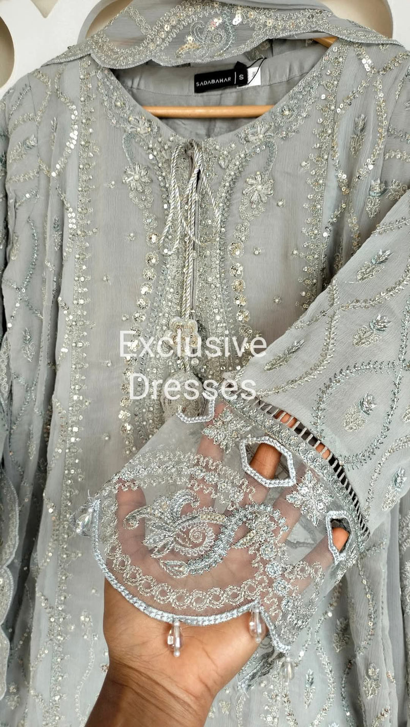 SB - Light gray chiffon suit