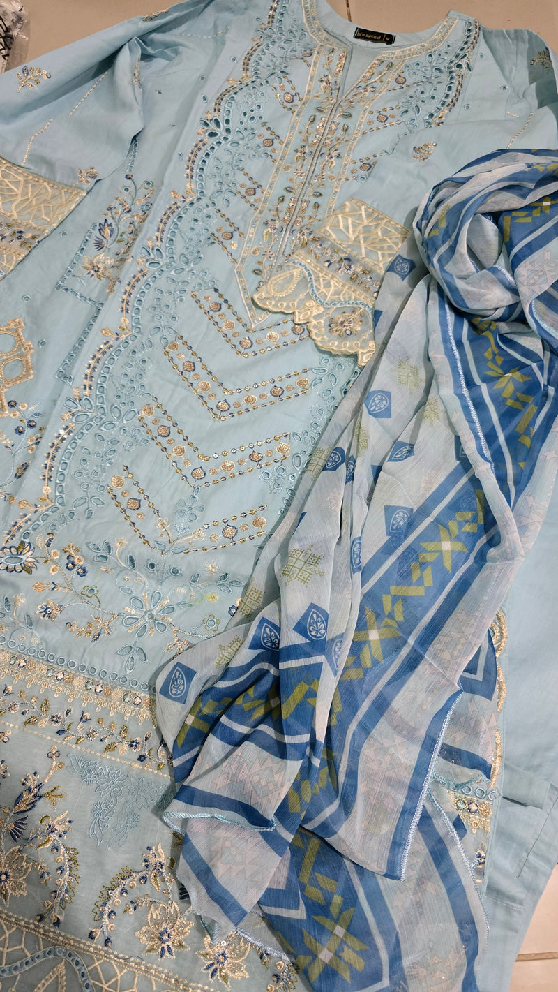 Binsaeed embroidered lawn