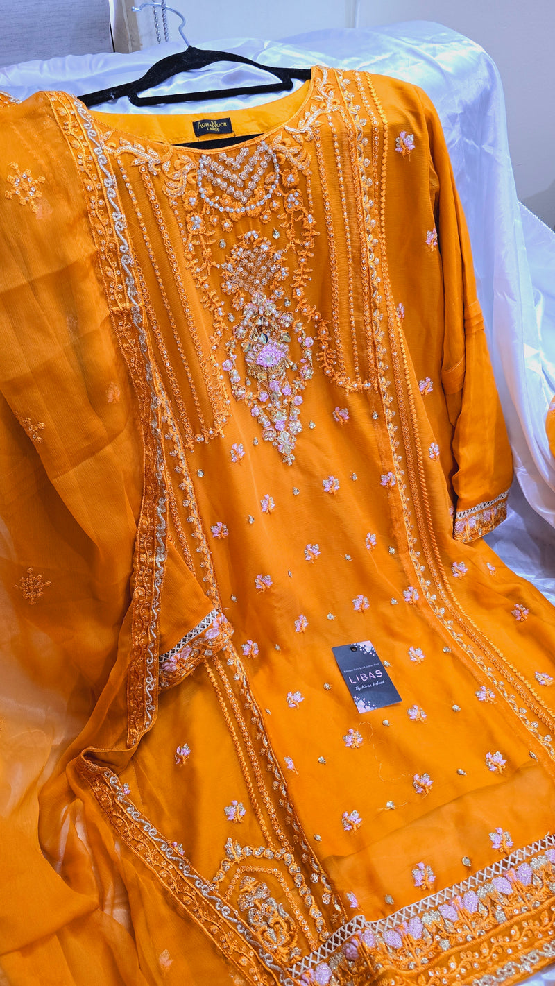 Chiffon gharara - Orange