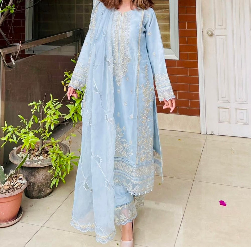 SB - Mahpara Organza Formal - Light blue