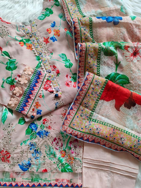 Phoolkaari - 3piece embroidered lawn - 03