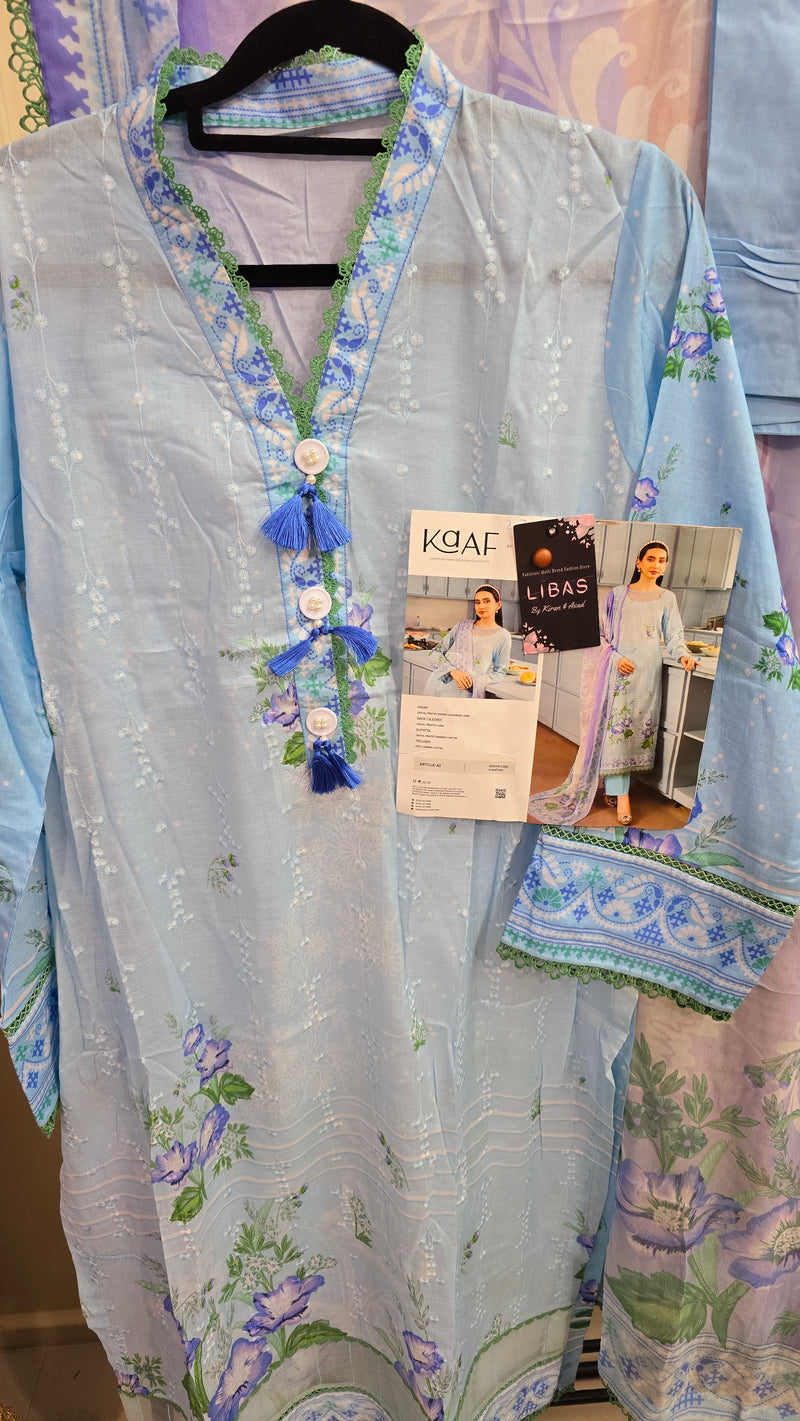 Kaaf - chikenkari summer 3pc - Light blue