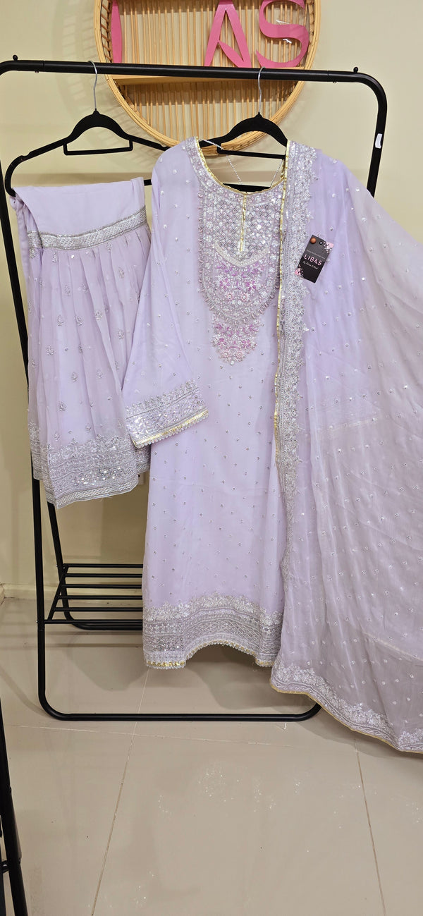 Chiffon Sharara  - Light purple