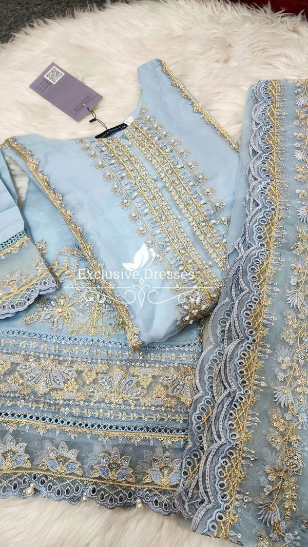 SB - Mahpara Organza Formal - Light blue