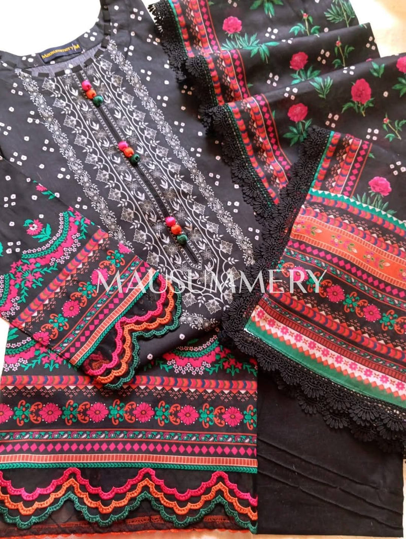 Mausammery - Summer Lawn - Black- 3 piece