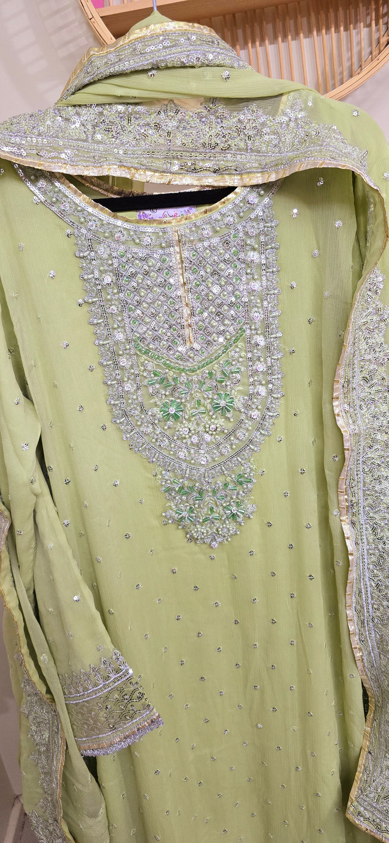 Chiffon Sharara  - Light green