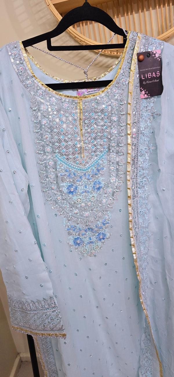 Chiffon Sharara  - Light blue