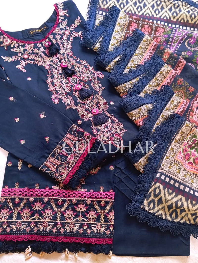 Gul adhar - Cambric 3 piece - Blue