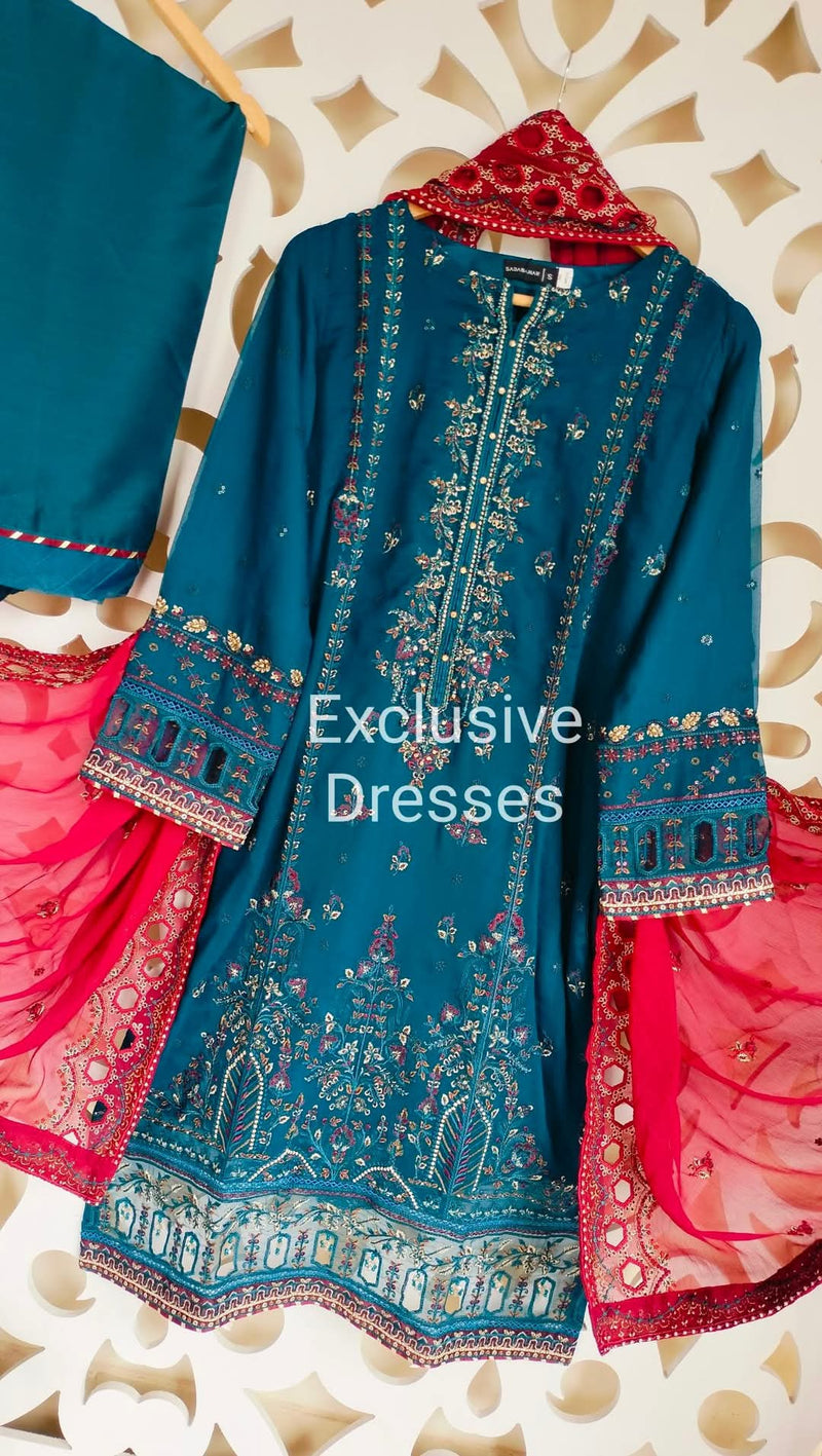 SB - blue chiffon suit