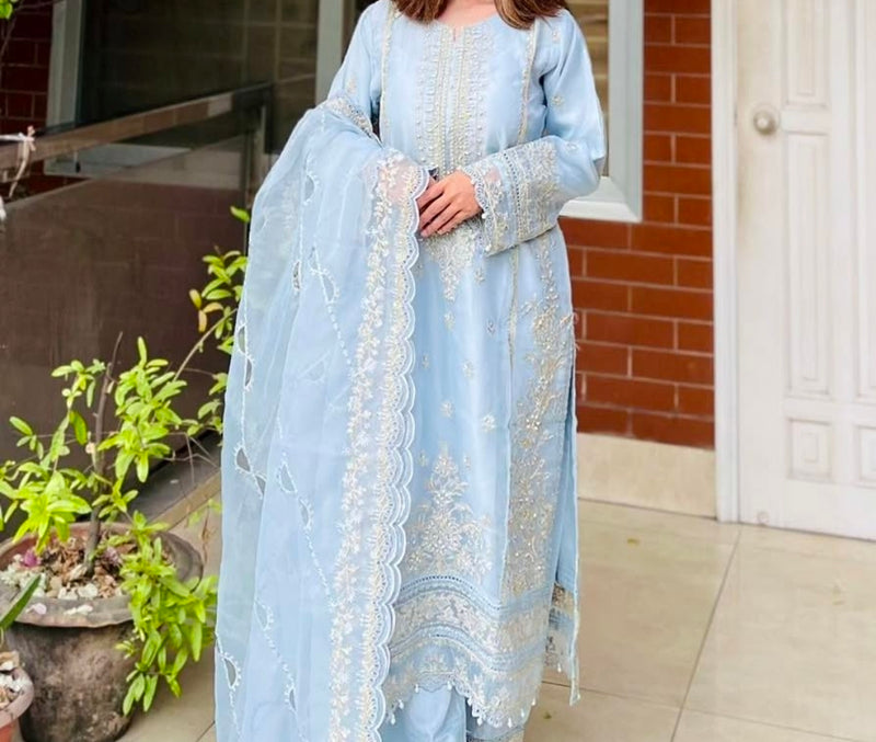 SB - Mahpara Organza Formal - Light blue