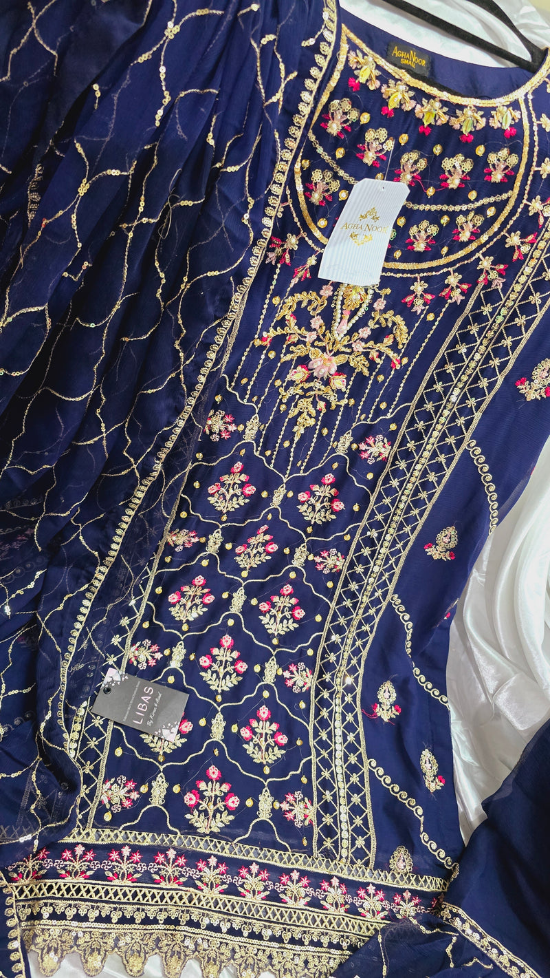 Chiffon gharara - Blue