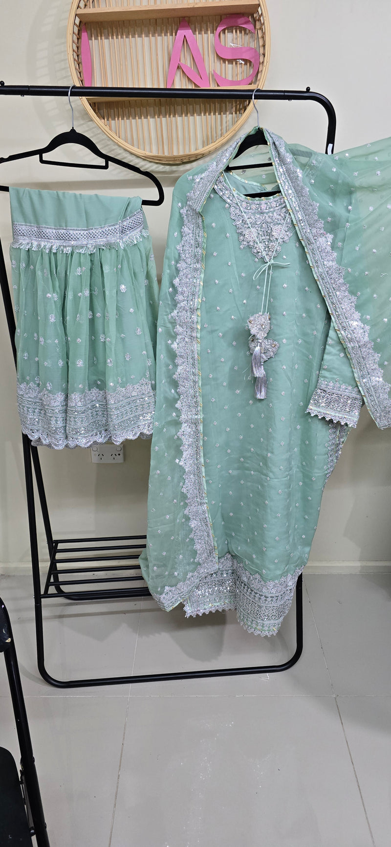 Chiffon sharara suit - persian green