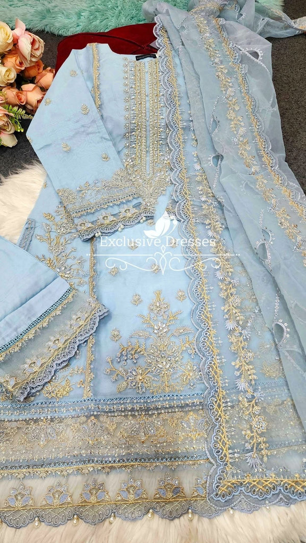 SB - Mahpara Organza Formal - Light blue