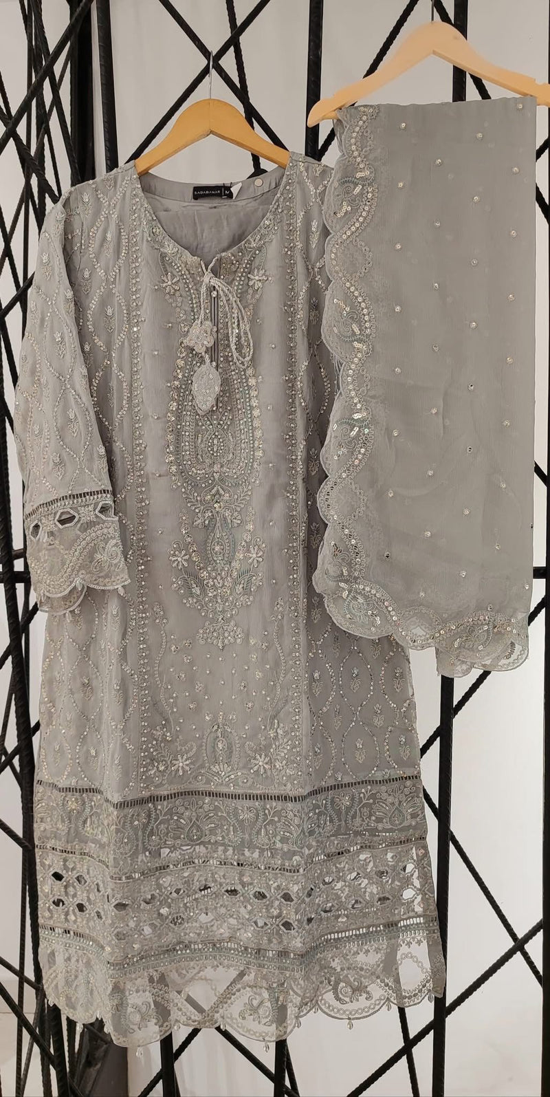 SB - Light gray chiffon suit