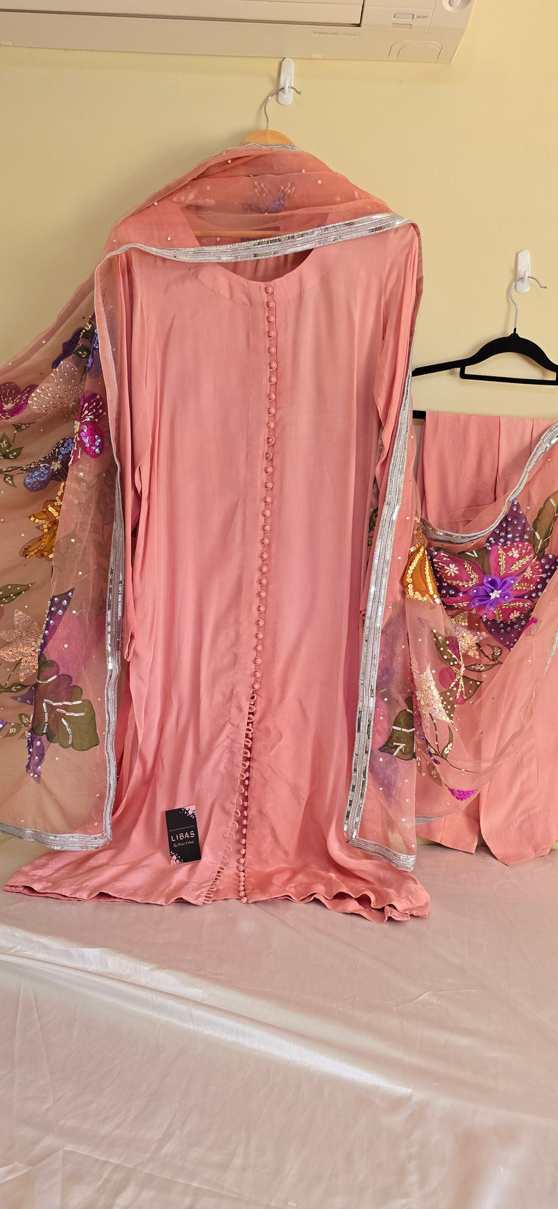 Handpainted silk - Pink 3 piece