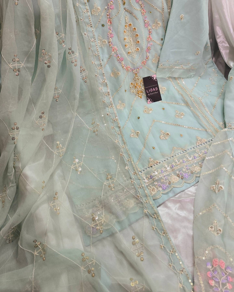 Pk chiffon gharara - L.blue