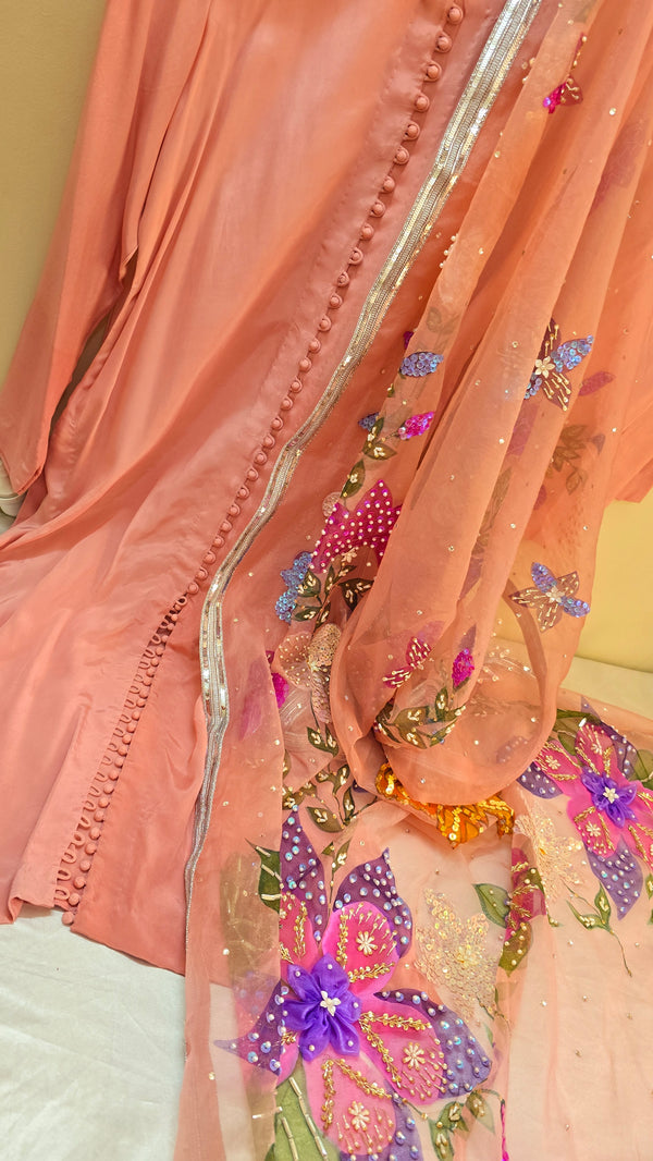 Handpainted silk - Pink 3 piece