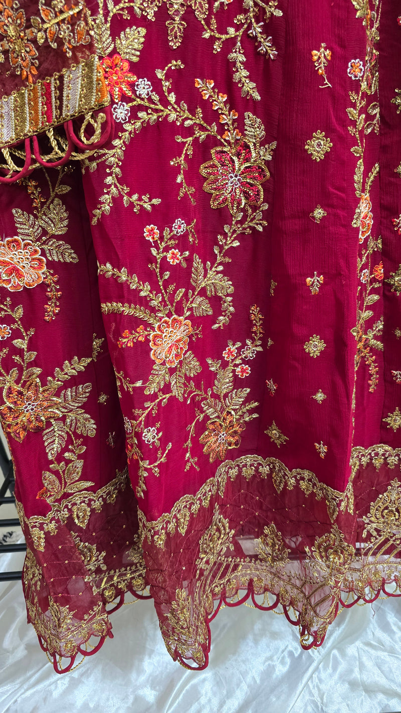 Libas pret - chiffon frock Embroidered 3piece