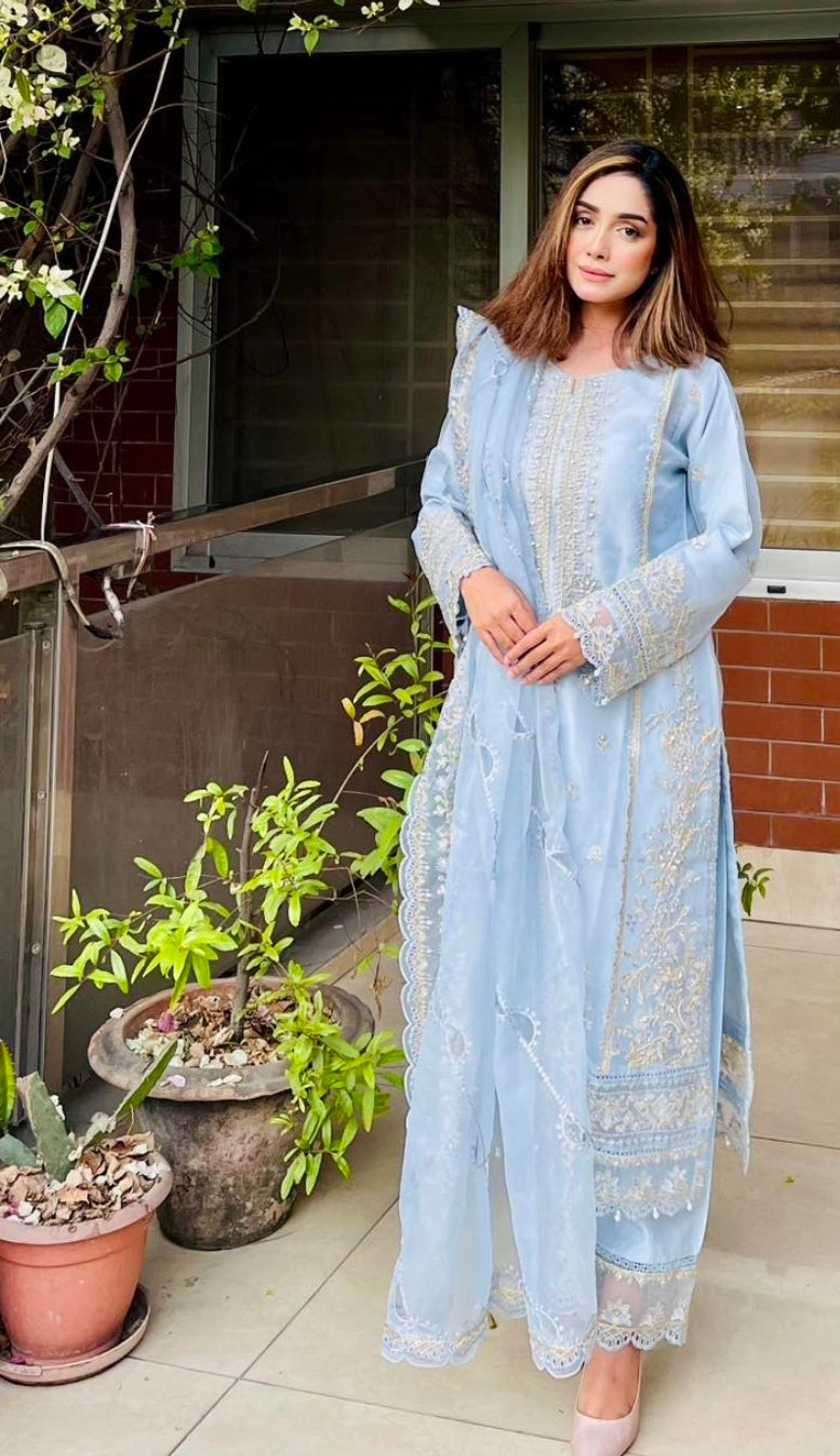 SB - Mahpara Organza Formal - Light blue