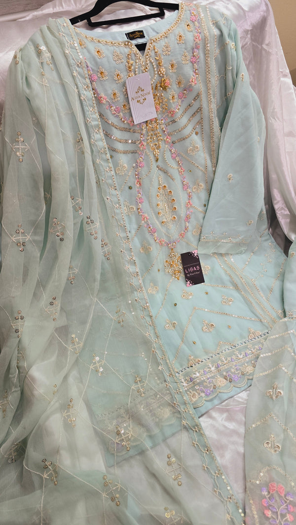 Pk chiffon gharara - L.blue