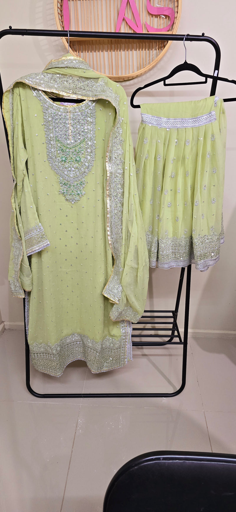 Chiffon Sharara  - Light green