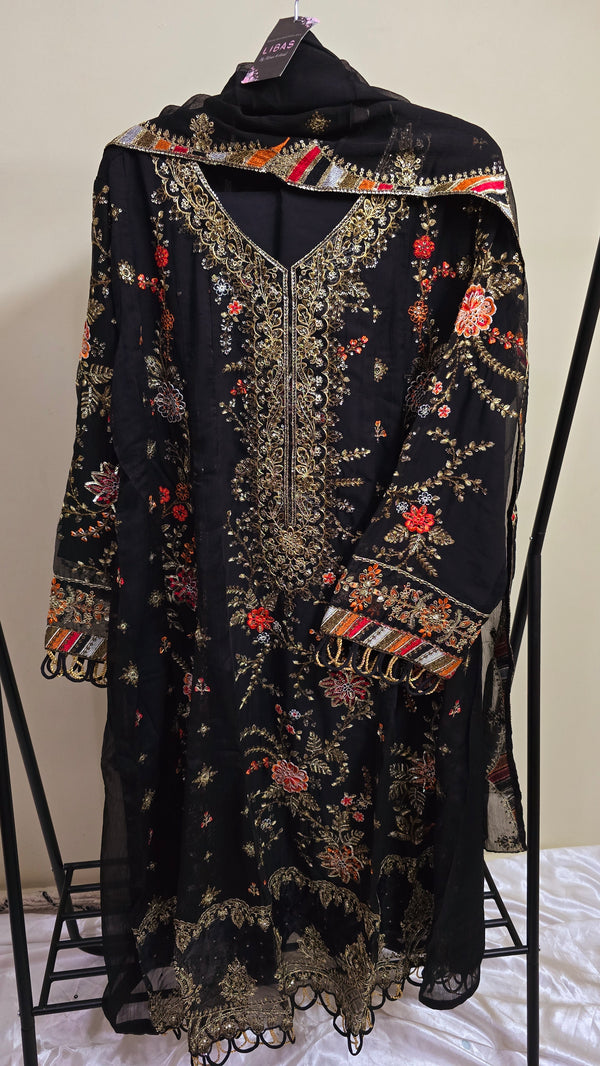 Libas pret - chiffon frock Embroidered 3piece