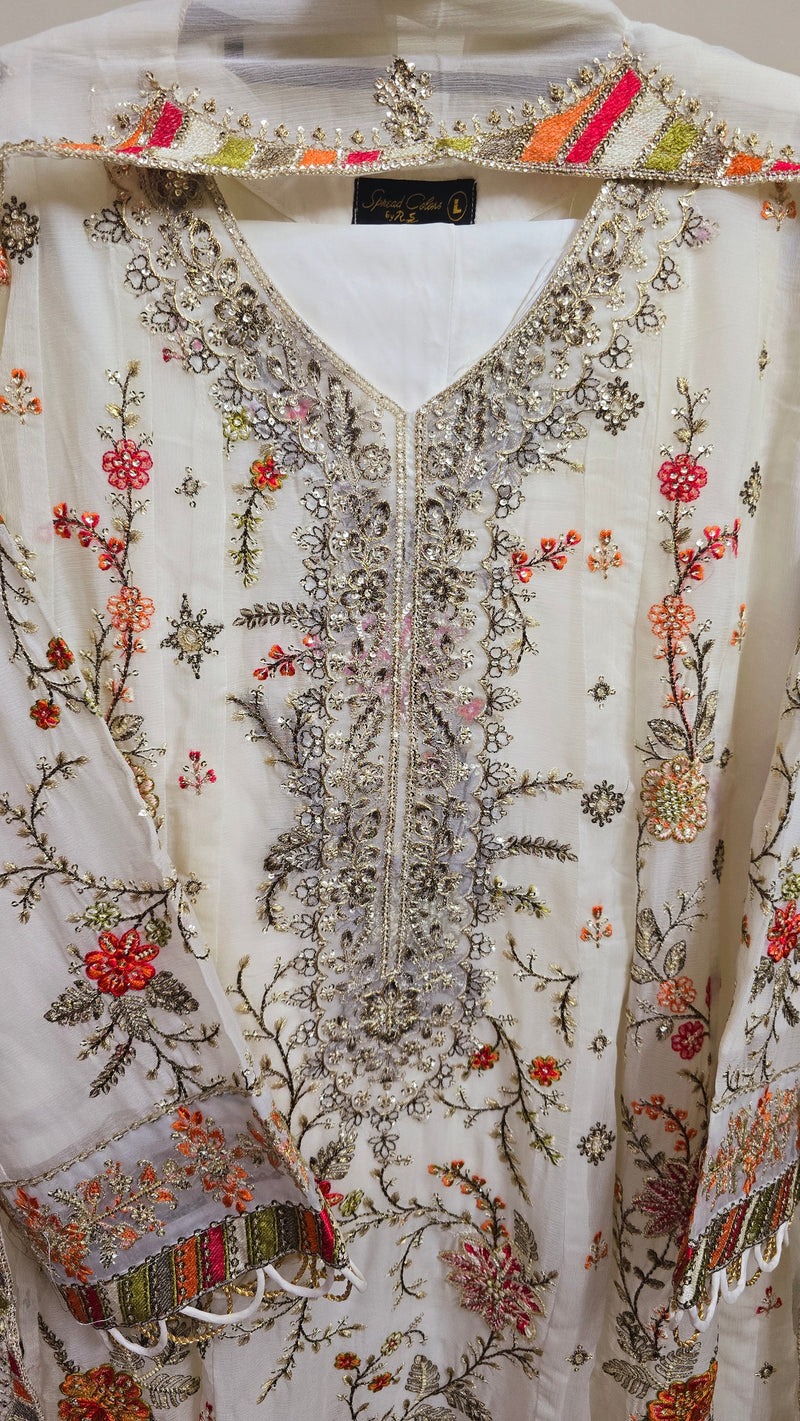 Libas pret - chiffon frock Embroidered 3piece