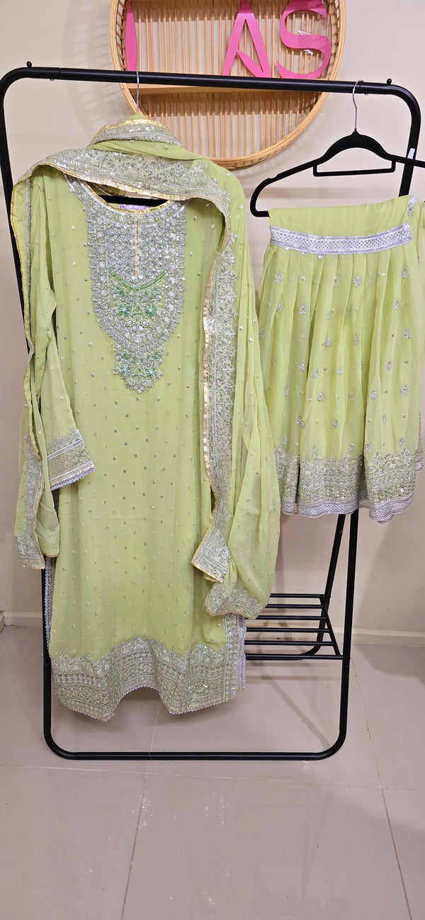 Chiffon Sharara  - Light green