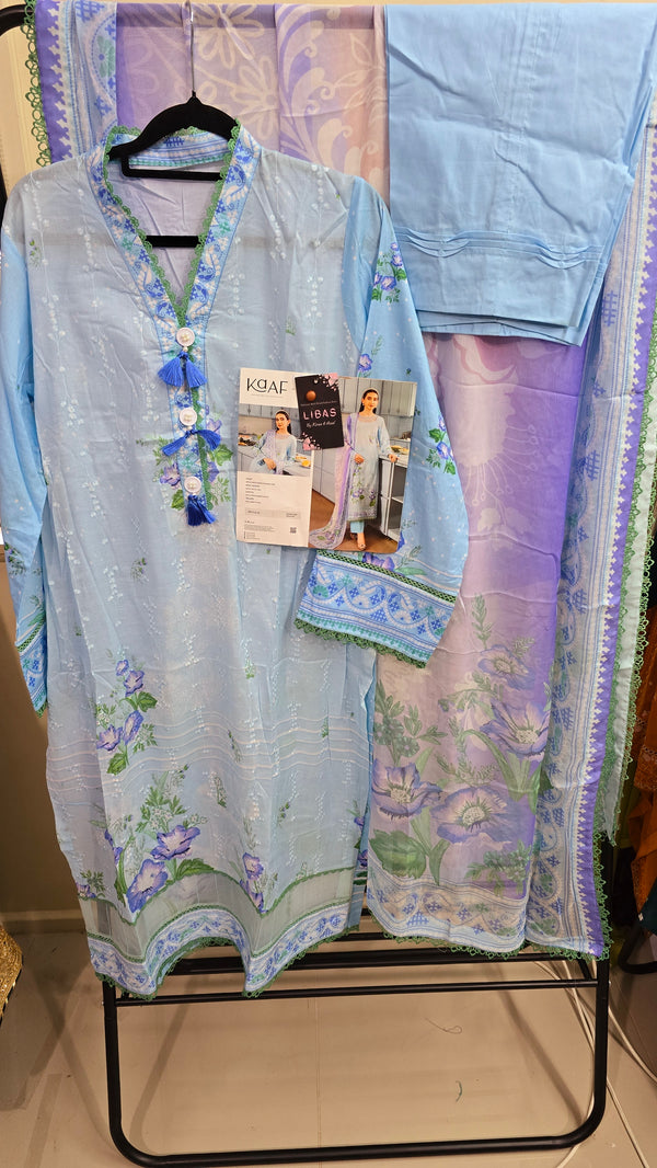 Kaaf - chikenkari summer 3pc - Light blue