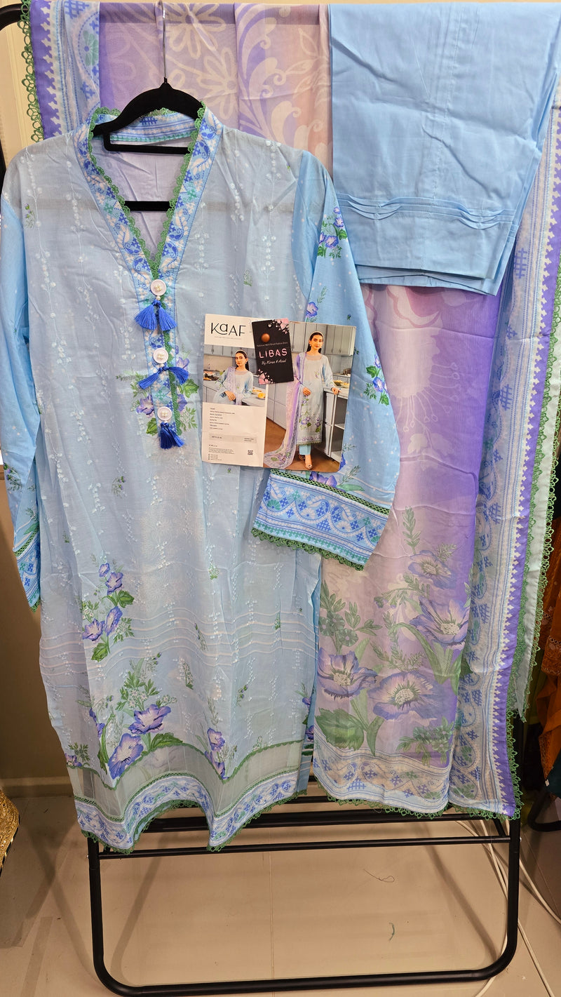 Kaaf - chikenkari summer 3pc - Light blue