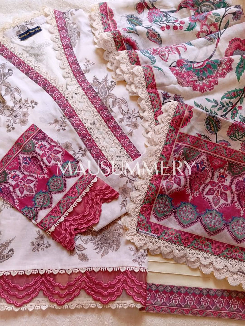 Mausammery - Summer Lawn - Red and white - 3 piece